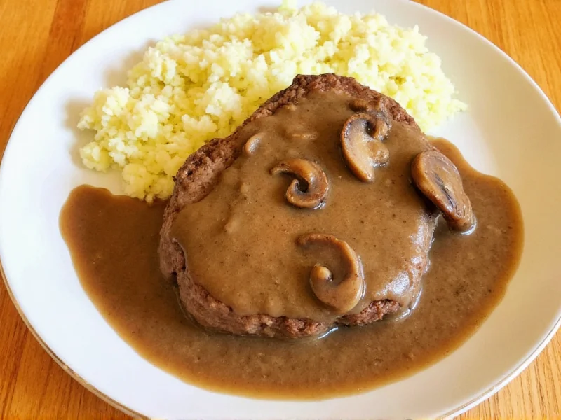 Homemade Salisbury steak with mushroom gravy
