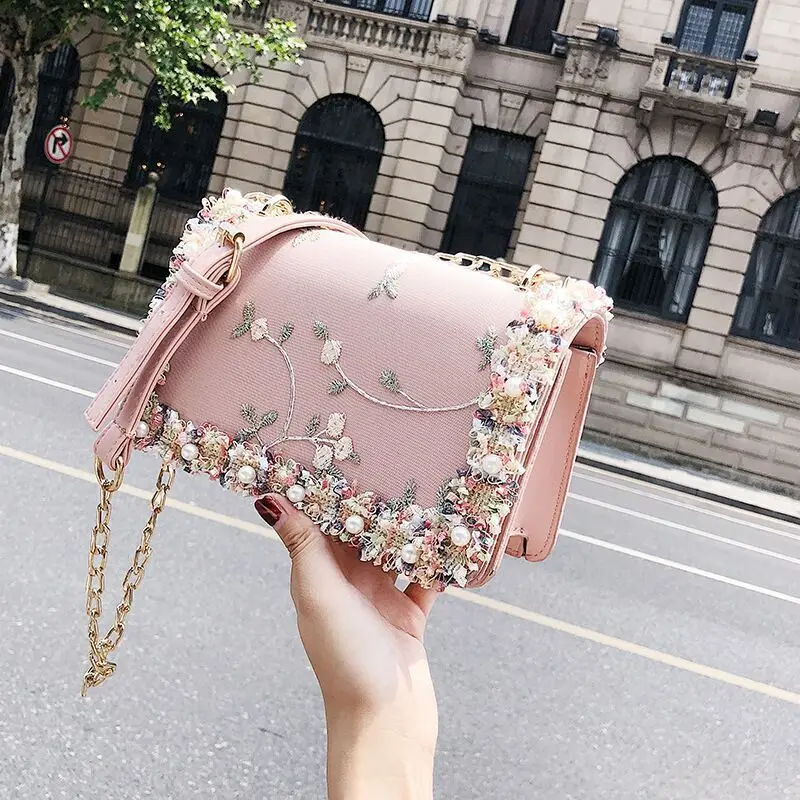 

JANHE sac a main pour femme bolsos de mujer fashion ladies cheap messenger pouch girl crossbody bags purse small flower handbags, Pink/white/green