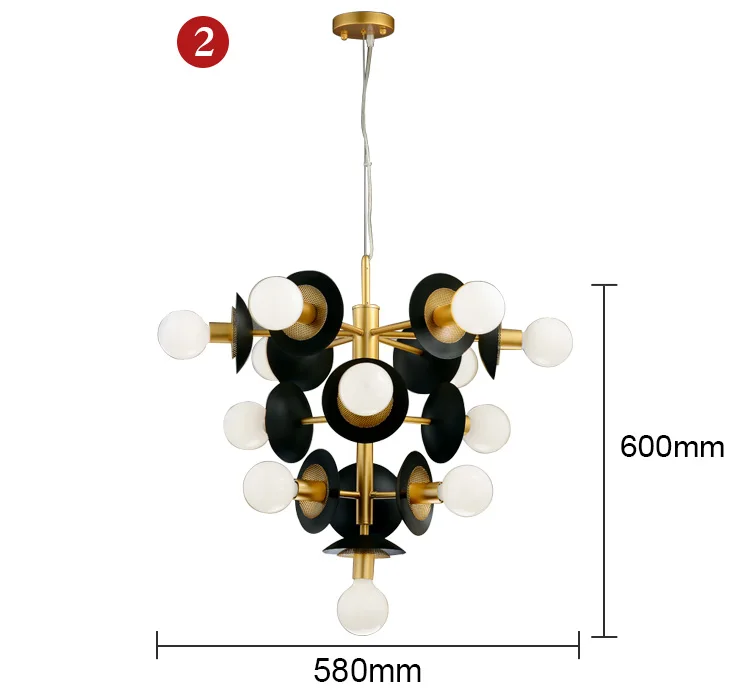 Nordic Iron Creative Personality Simple Seven Head Matte Black Surface Chandelier