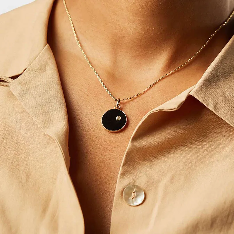 

Joolim Jewelry 18K Gold Plated Double-Side Sun Pendant Necklace Stainless Steel Jewelry Wholesale