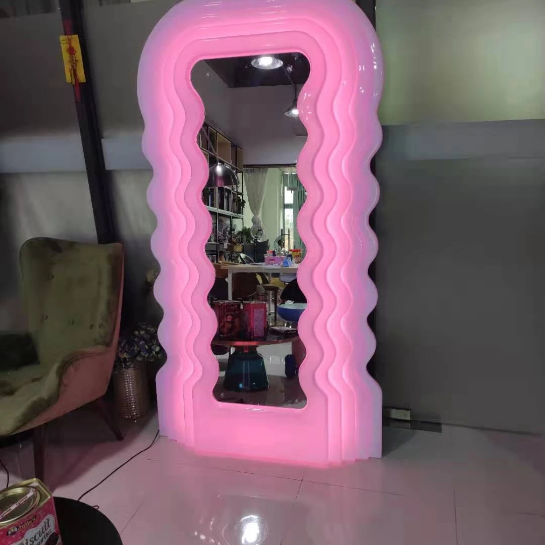 

European Style vanity Hallway Hair Salon Designs LED Illuminated Full Body Length Ultrafragola Mirror wit, Pink,orange pink,white,amber