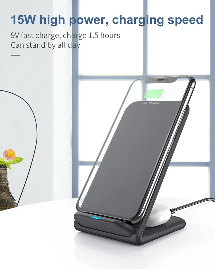 Wireless Phone Charger Stand for iPhone 11, 11 Pro, 11 Pro Max, 10W Fast Charging Galaxy S20 S10 S9, and More