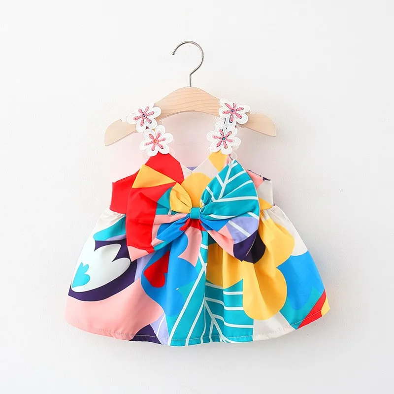 

Summer Beautiful Doodle Slip Skirt Little Girl Flower Bow Princess Dress