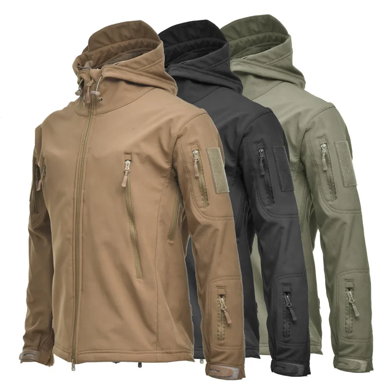 

Wholesale Military Tactical Jacket Camouflage Waterproof Soft shell Hoody Hiking Camping Plus Size Men's Jackets