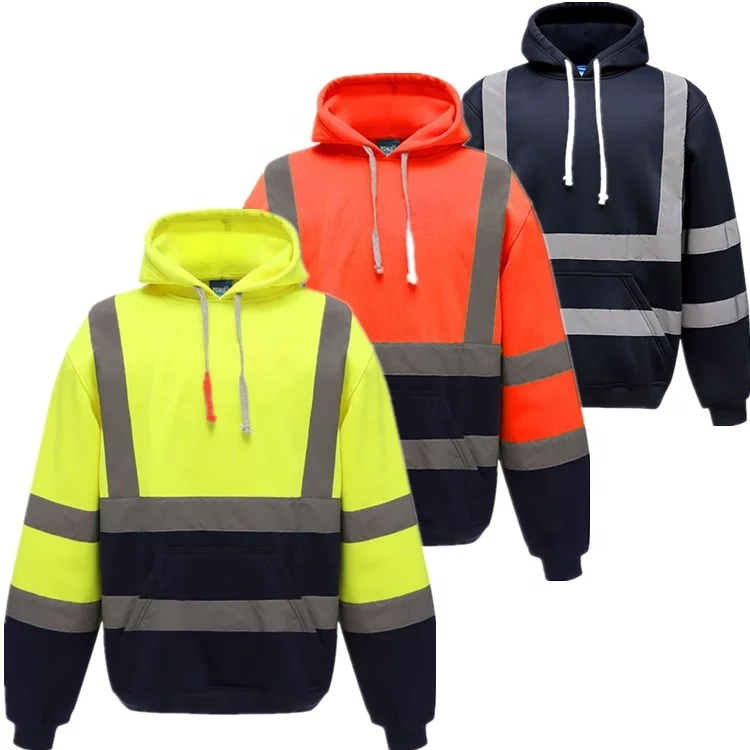 

oem logo custom high visibility reflective uniform construction industry night work safety security hoodie hoodies