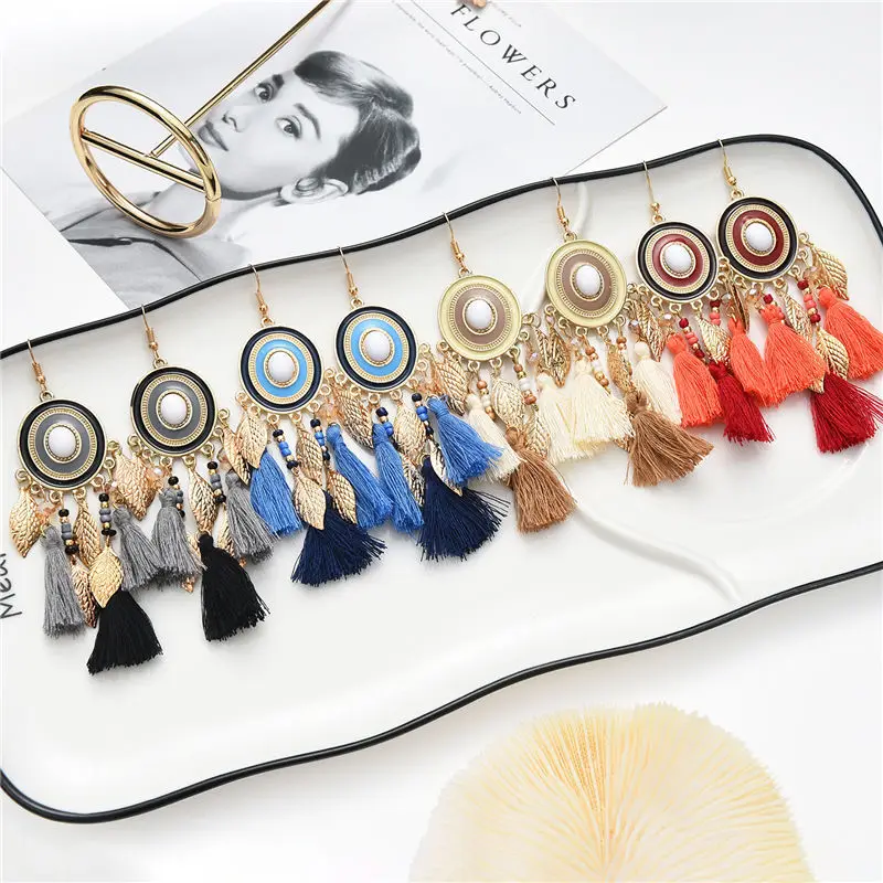 

Bohemian hippie style earrings fashion tassel long exaggerated retro nostalgic female earrings earrings