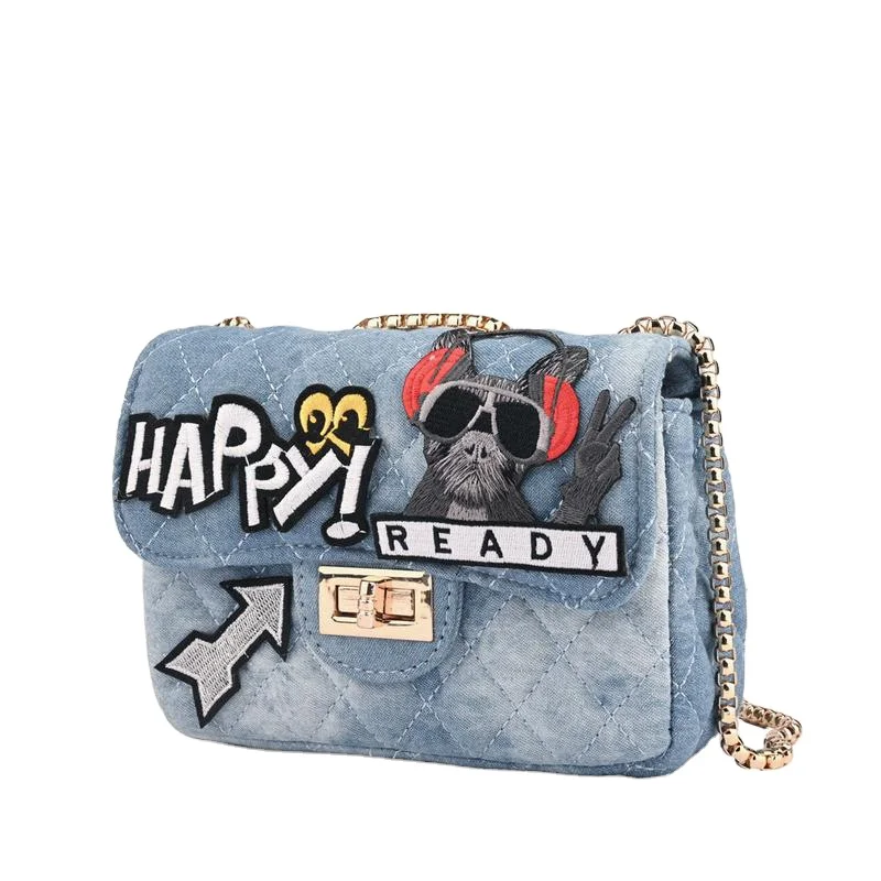 

2021 New Creative Personalized Cowboy Shoulder Bag Cartoon Student Women's Mini Halloween Clutch Handbags, Blue, dark blue, black