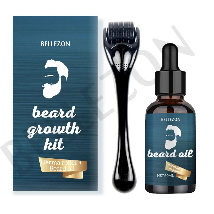 

Private Label Custom Logo Organic Beard Growth Oil Serum Beard Kit With Derma Roller