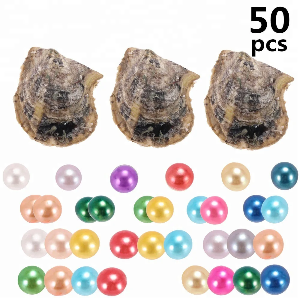

Free shipping 50pcs  AAAA mix 30 colors Single, Twins, Triplets and Quads Round Pearls in Akoya oysters individually wrap
