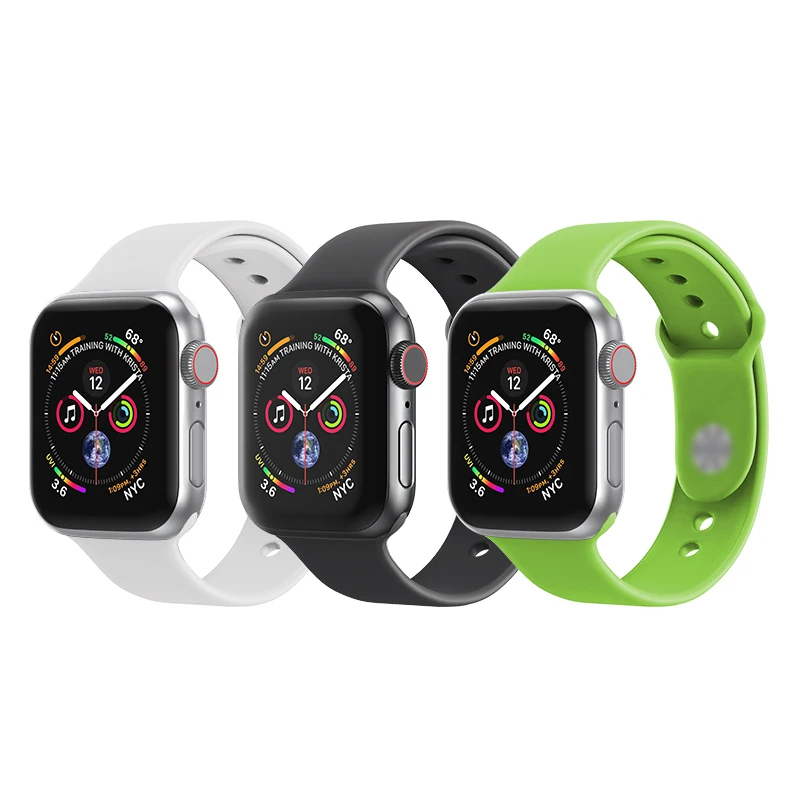 

EAMIRUO Custom Sport Silicone Straps Suitable For Apple Watch Black Watch Band Series 6 5 4 3 2 1 Replace Strap, 60colors