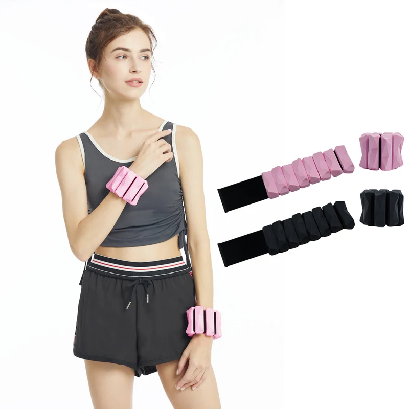 

2021 New Style Factory Supply heavy Ajustable Gym Fitness Silicone Ankle Leg Energy Bangles Wrist Weights Bracelet, Black+pink