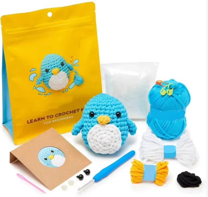 

DIY Crochet Kit Animal Yarn Learn To Beginner Diy Mini Handmade Craft Projector Penguin Crochet Kit For Kids