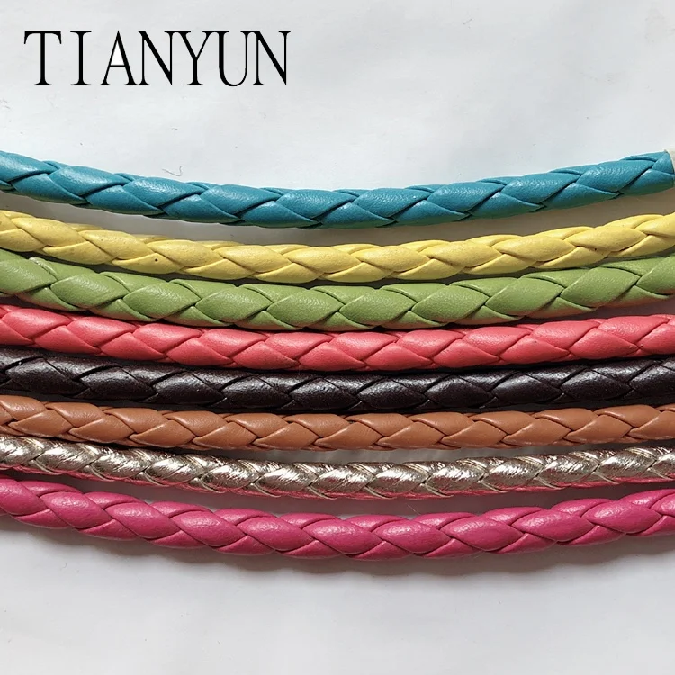 

in 6strands Round braided fake leather cord for belt