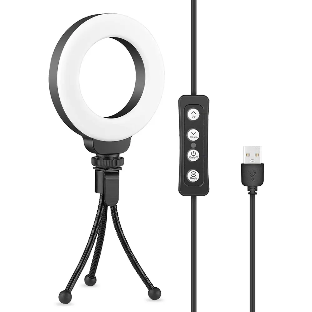 

2021 New Product Minilightportablehigh Brightness Adjustableusb Power Supplybeauty Makeup Vanity 4 Inch Ring Light 3200k-6500k