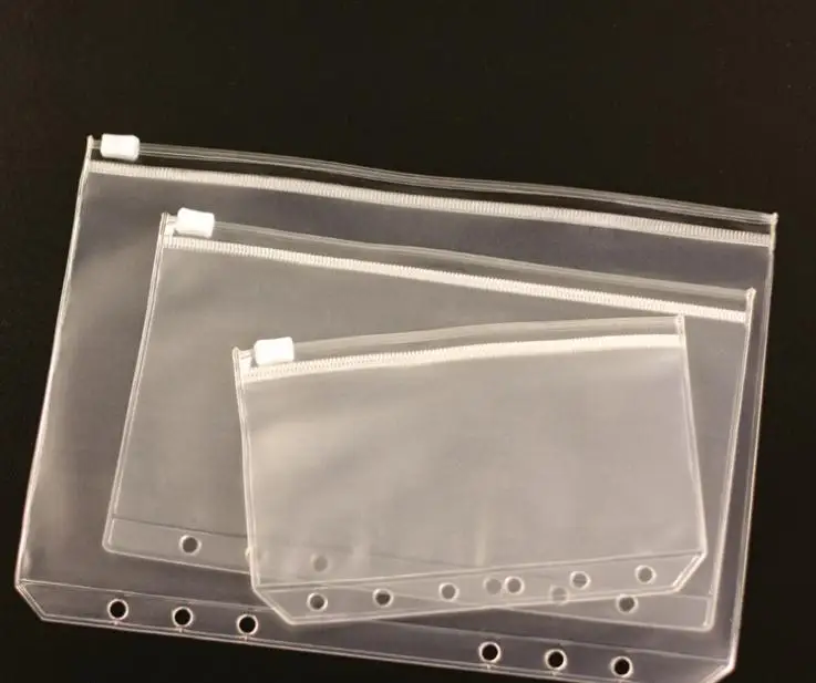 

Transparent Binder PVC Storage Bag 6 Hole Waterproof Stationery Card Bills Bags Bags Office Travel Portable Document Sa