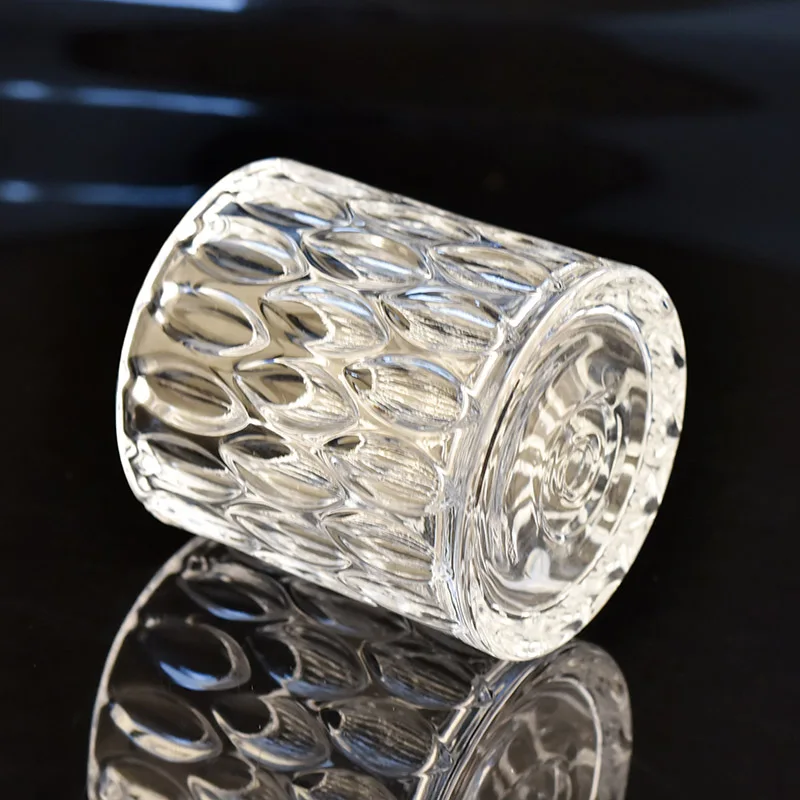 Diamond Cut Crystal Glass Candle Vessel