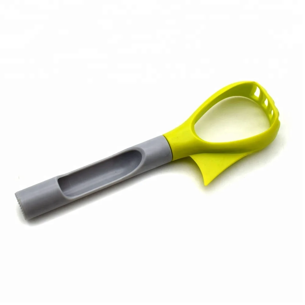 

Avocado Slicer Plastic Fruit Pitter Corer Scoop Vegetable Fruit Kitchen Separator Tool Multifunction 5 in 1, Yellow,grey