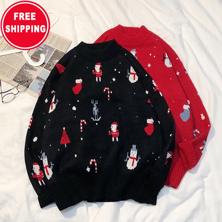 

Christmas Trendy warm men's thick sweater loose simple pullover hoodies knit sweater for men