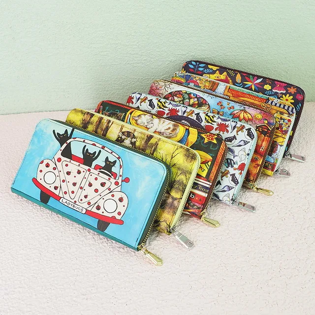 

Womens Wallet RFID Blocking Zip Around Clutch ladies wallet, Red/rose red/white/beige/blue