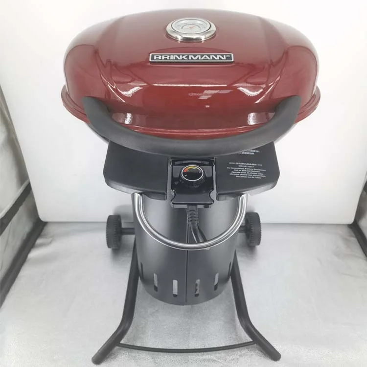 

120 V 1500W Round Shape Non-stick Smokeless Electric Outdoor Patio BBQ Grill, Red