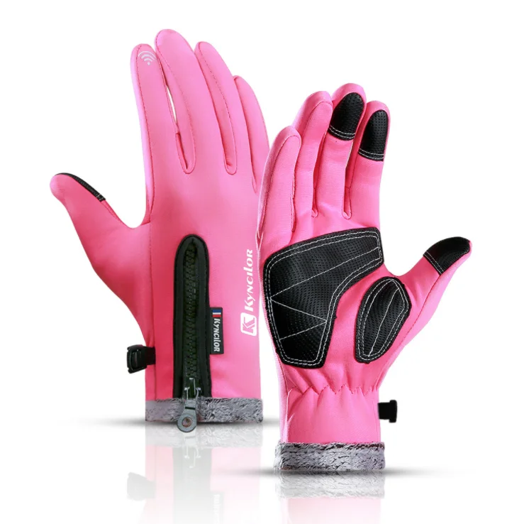 

Waterproof Windproof Running Hiking Thermal Sport Gloves Cold Weather Warm Winter Gloves, Black/grey/pink