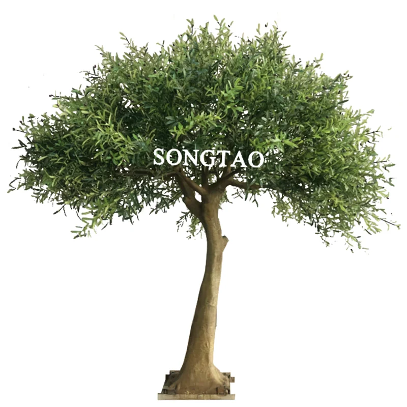 

Customized Large Evergreen Fiberglass Trunk Artificial Tree Fiberglass Artificial Olive Trees For Decoration