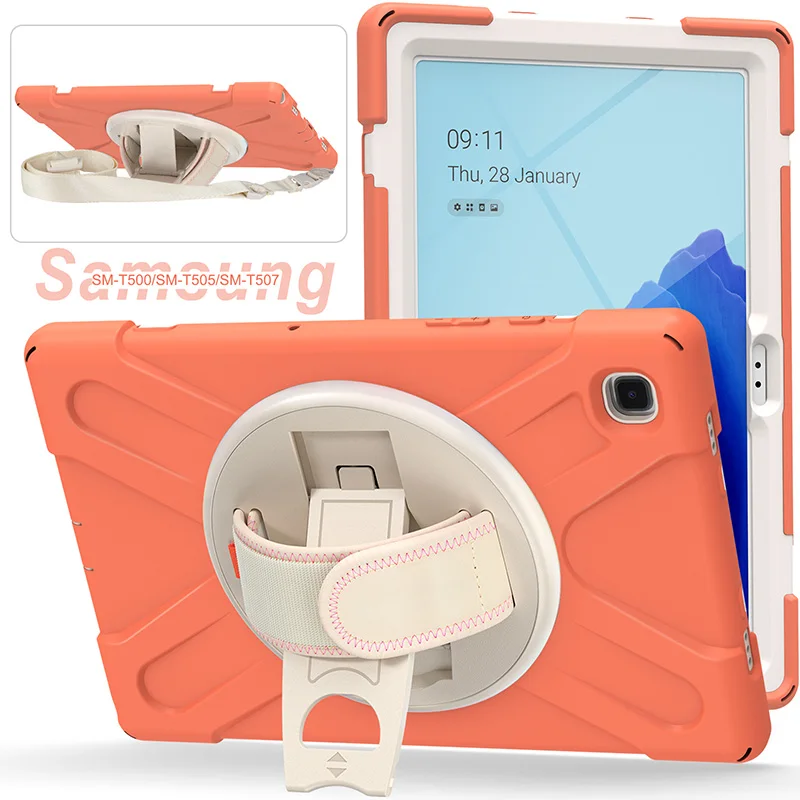 

Girl Colorful Thick Kids Silicone Bumper PC Belt Case For Samsung Galaxy Tab A7 10.4 T500 T505 Tablet Cover With Rotate Stand