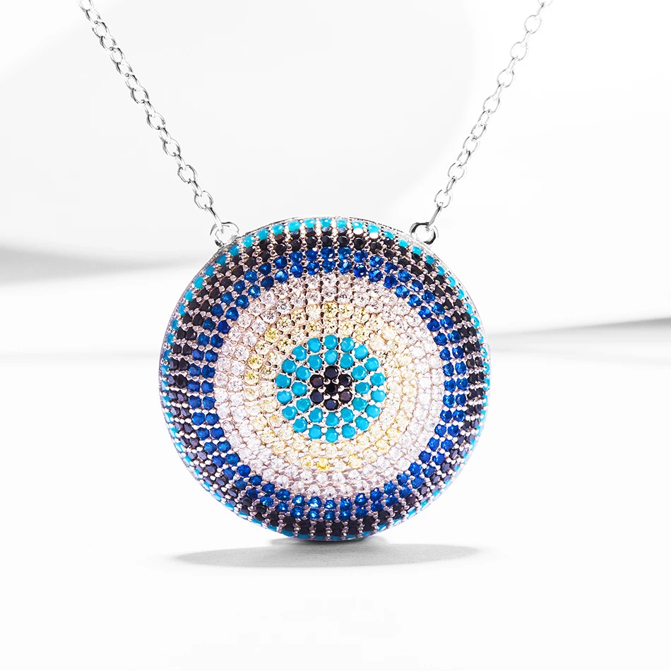 

Authentic 925 Sterling Silver Necklace With Clear CZ Lucky Eye Pendants Necklaces For Women Fashion Jewelry
