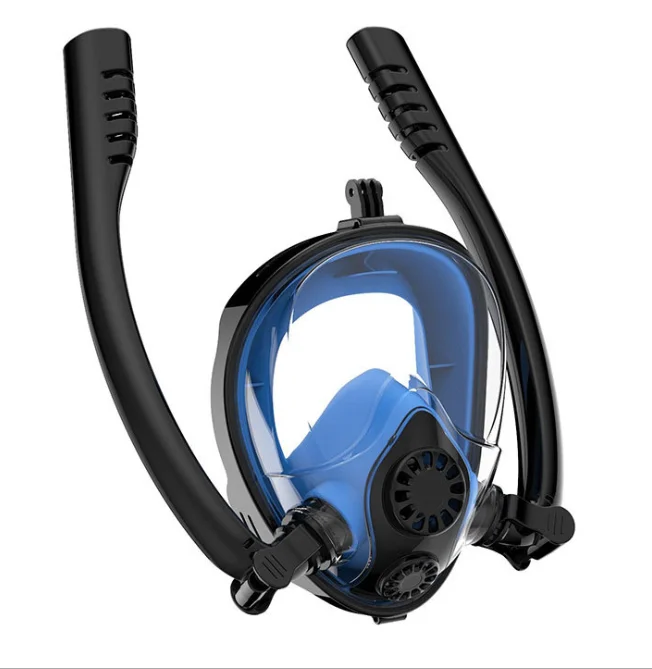 

Anti-Fog 180 degree full face scuba diving mask with two snorkel