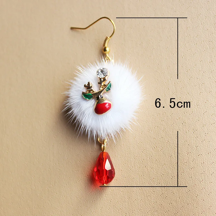 

New Pompon Snowflake Crystal Reindeer Santa Claus Christmas Earrings For Women Fashion Jewelry