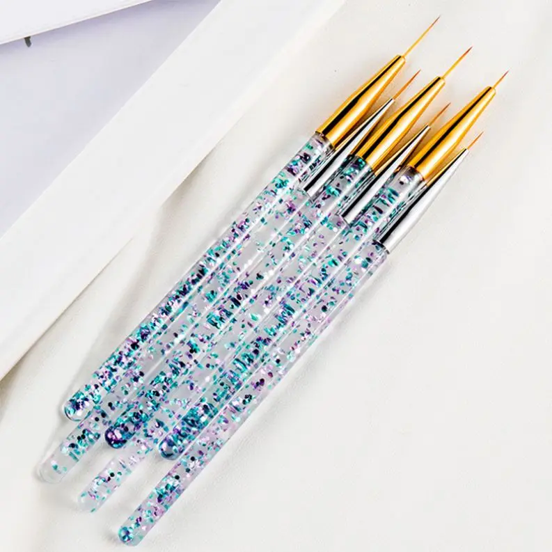 

3 Pcs Nail Art Acrylic Liner Painting Brush French Lines Stripes Grid Pattern Drawing Pen 3D DIY Tips Manicure Tools, Gold/silver