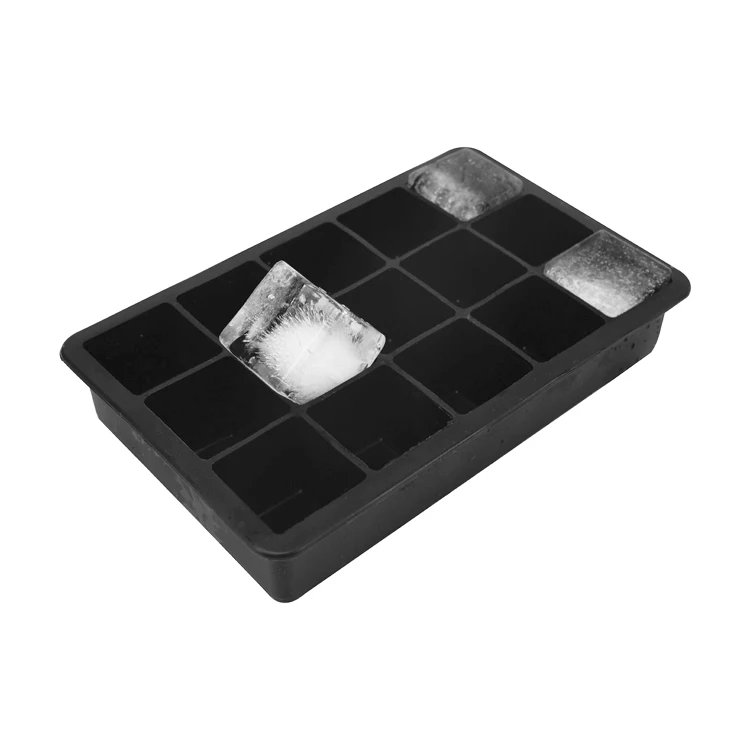 

hot sale high quality 15 grid square easy-release reusable silicone food grade silicone ice cube tray without lid, Multicolor,or custom pantone color
