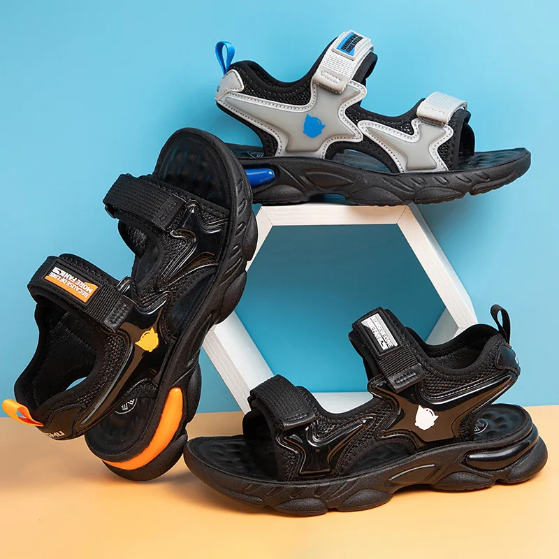 

Kids's Black Sports Sandals Trendy Casual Versatile Handsome Boys' Open Toe Shoes Summer Polyurethane Beach