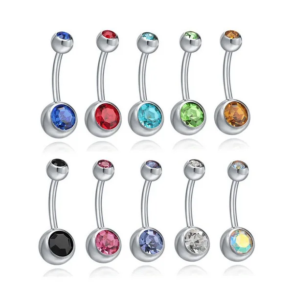 

Jachon Stainless steel belly button ring color piercing body jewelry, As picture