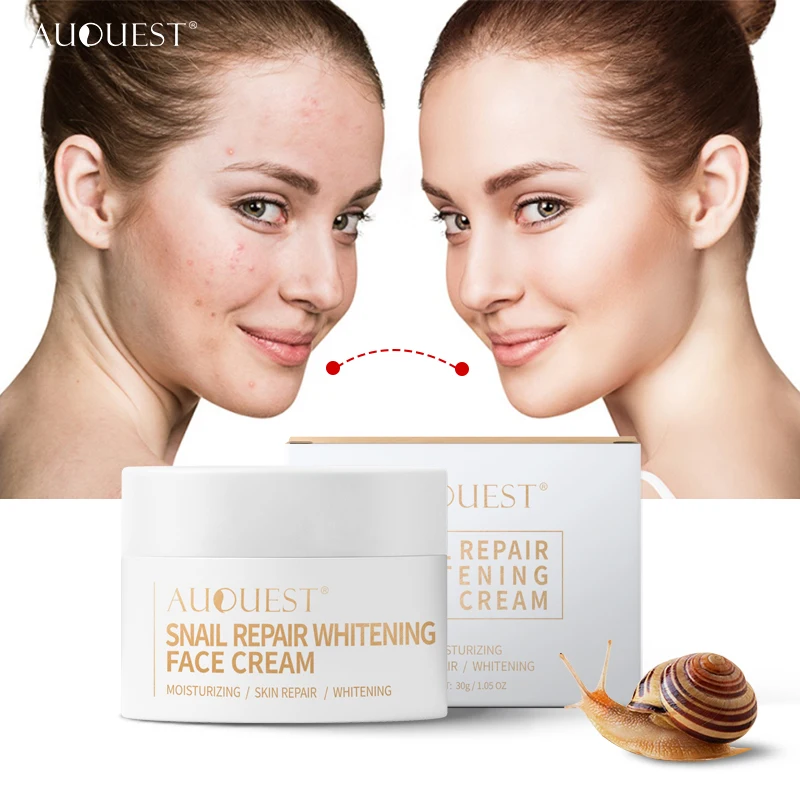 

Best Snail Repair Whitening Face Cream Moisturizing Skin Lightening Acne Scar Removal Face Cream Fade Freckle Bleaching Cream, Light yellow transparent