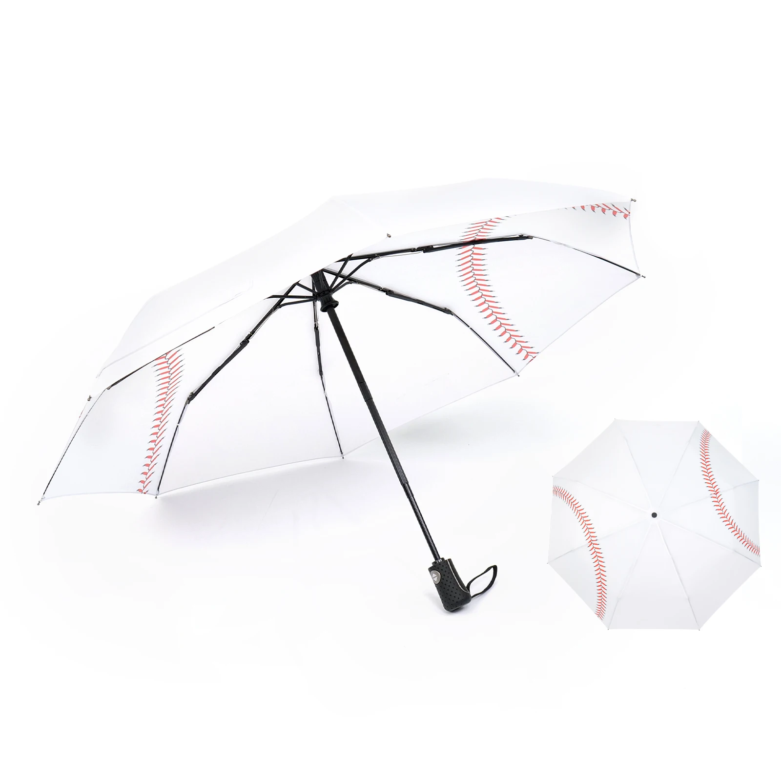 

Fashion Full Print Baseball Pattern Travel automatic switch Waterproof 3 Fold Top Quanzhou Umbrella with Logo Print