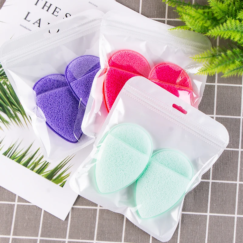 

Private Label Non Latex Finger Pocket Heart Makeup Remover Cleaning Sponge, 3 colors are available