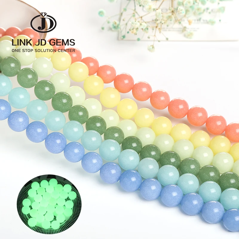 

8 10 12mm Pick Size 6 Colors Luminous Stone Round Loose Beads Light Glowing Beads For Jewelry Making Bracelets And Necklace