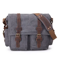 

Casual custom vintage waterproof leather canvas dslr digital camera shoulder bag