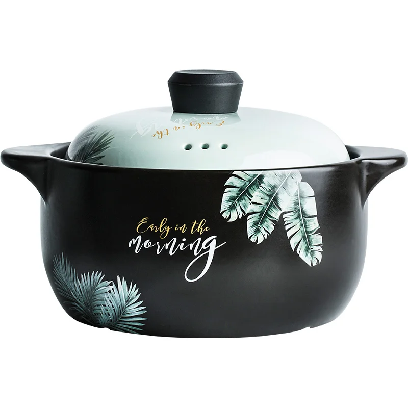 Decal Round Shape Casserole Dish Cooker Pot Nutrition Healthy Soup Pot Ceramic