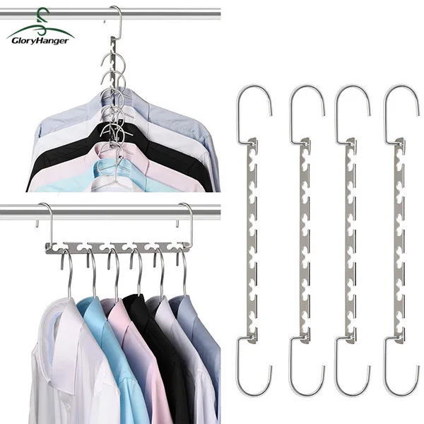 

Hot sale space saving magic hanger wonder metal clothes hanger organizer, Natural, white, or custom color