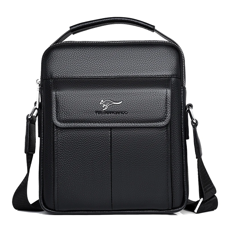 

Men's leather shoulder bag casual handbag personality leather cross-body bag, Black