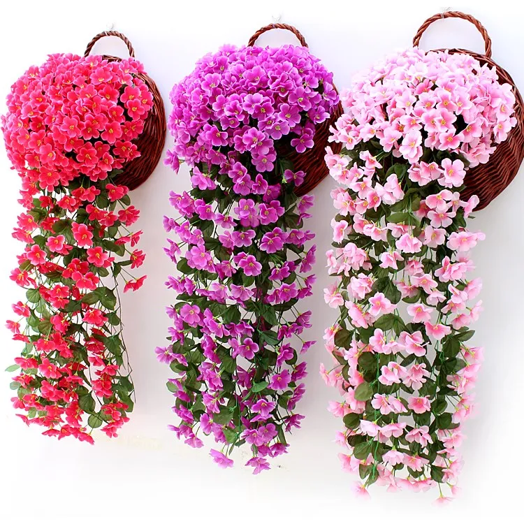 

Simulation violet flower vine wall hanging plastic artificial flower vine decoration interior living room decorationsilk flowers