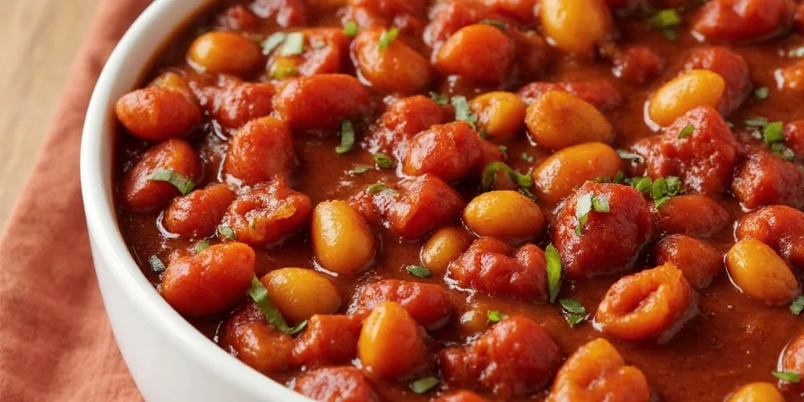 Close-up of a spoon scooping chili