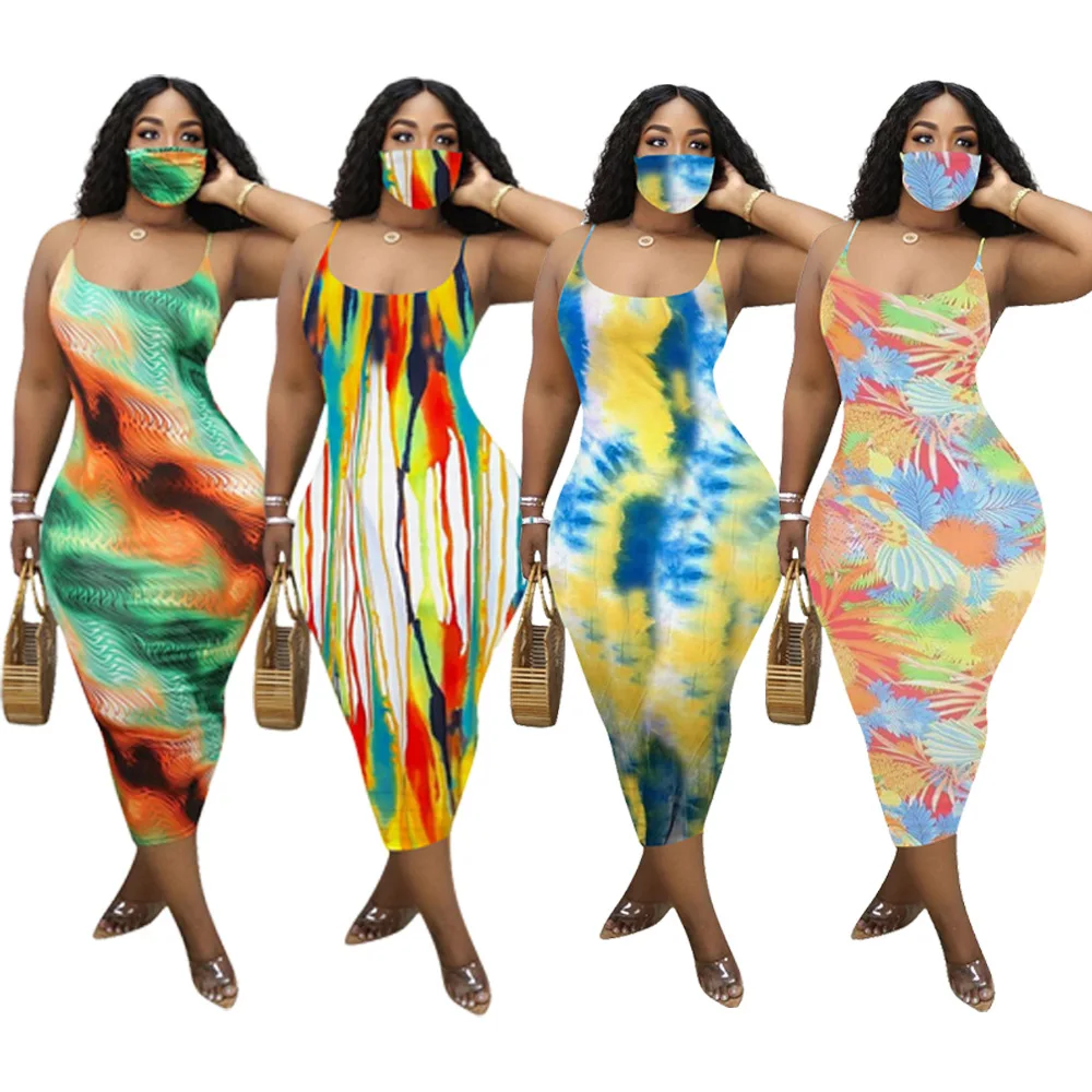 

Summer Classy Women Clothing Sexy Print Bandage Maxi Tie Dye Dress Sleeveless Vestidos Largos Hot Night New Fashion Ladies Dress, White/orange/green/light blue