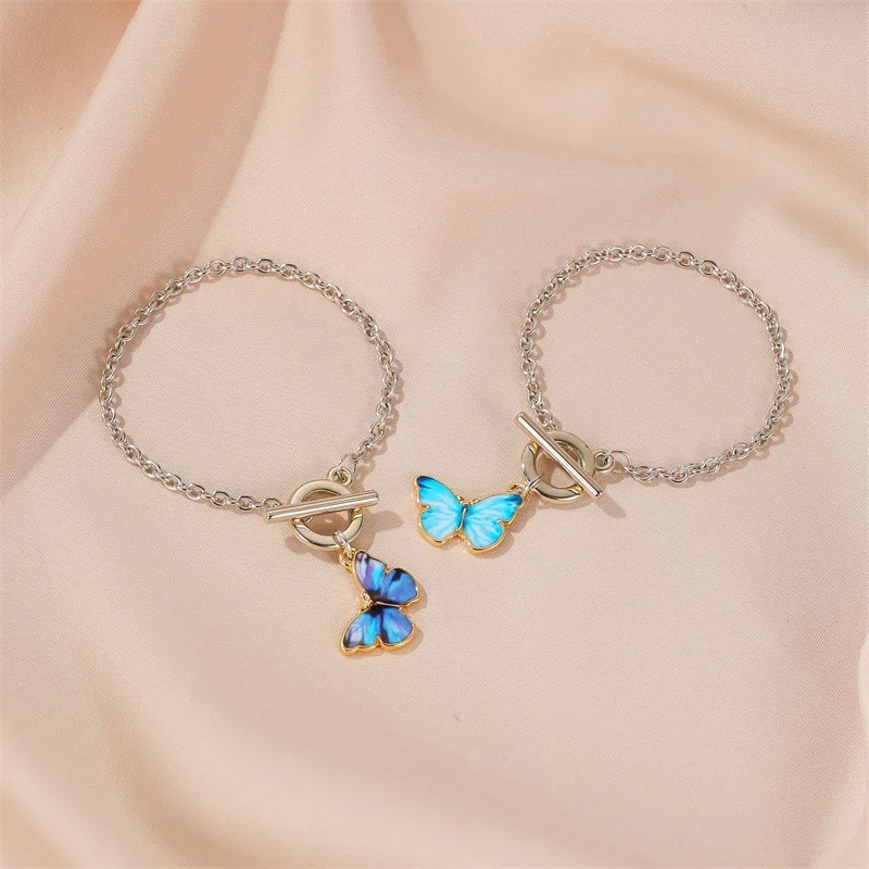 

2021 Sumando hot selling blue butterfly charm chain bracelet