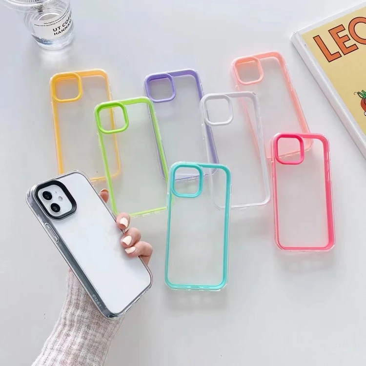 

New Design Candy Color 3in1 Detachable Style Ultra Thin Transparent TPU PC Mobile Cell Phone Back Cover Case For Iphone 11