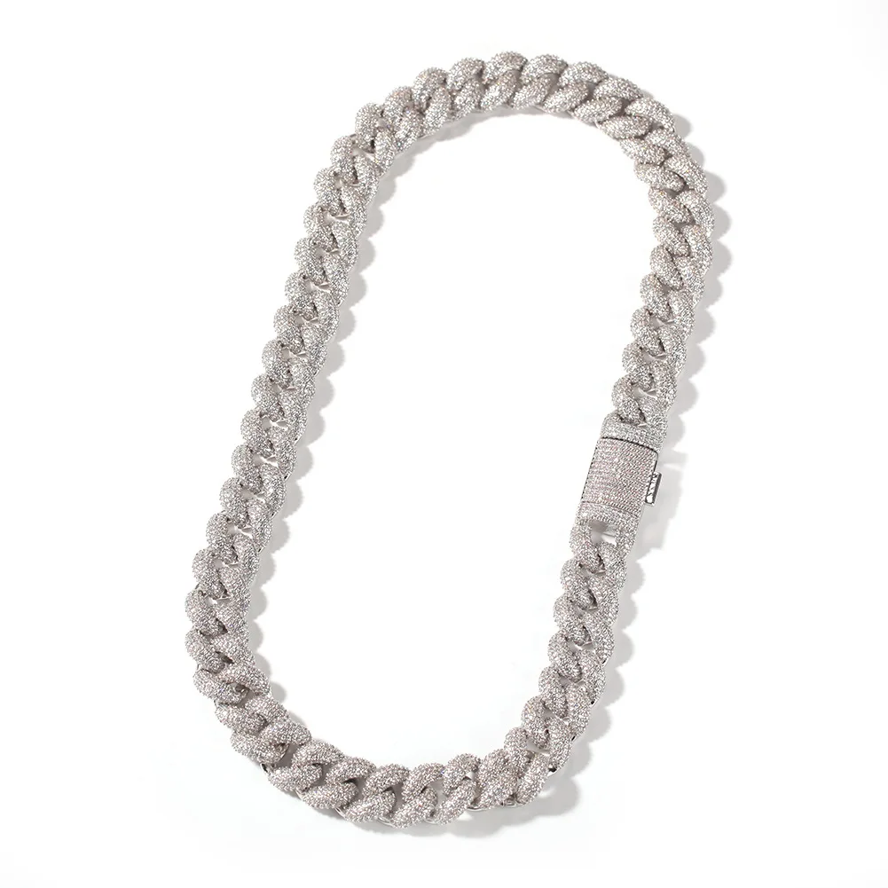 

Bling Solid Hip Hop brass 3D full diamond Zircon Gold Silver Miami Cuban Link chain american diamond necklace set designs