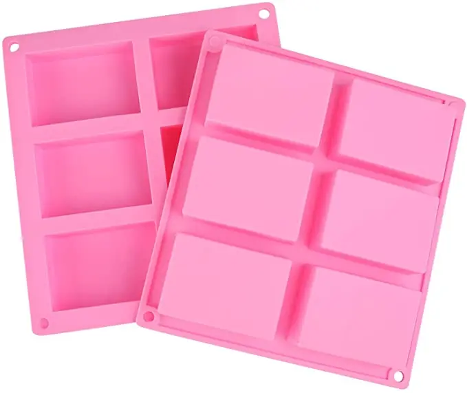 

Amazon's best seller 6 cavity square 3D handmade bar handmade bread cake silicone soap molds