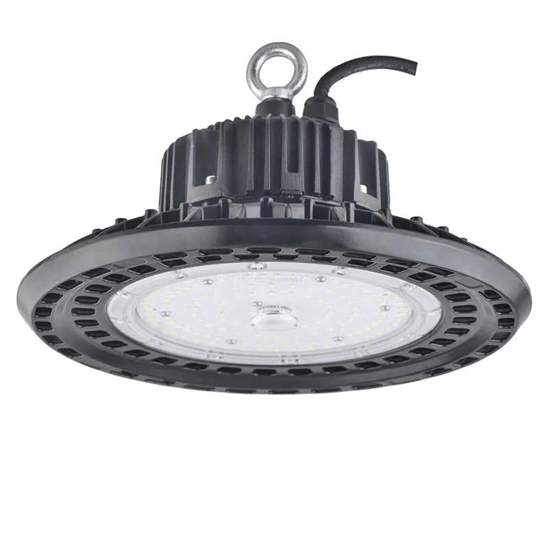 7-Year Warranty IP65 Waterproof LED High Bay Light 100W 150W 200W UFO Light Factory Lamp Workshop Garage Meanwell Driver 130lm/w